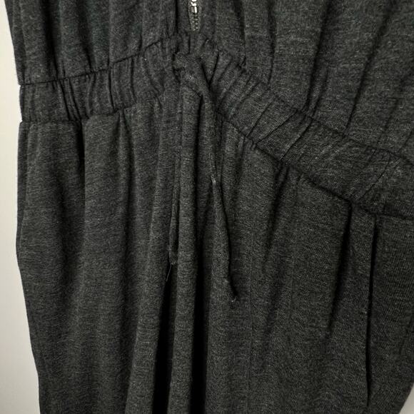 Chaser Zippered Front Knit Charcoal Gray Romper With Pockets Size Medium - Picture 3 of 7
